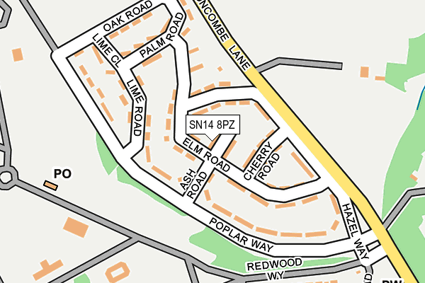 SN14 8PZ map - OS OpenMap – Local (Ordnance Survey) SN14 8PZ map - OS OpenMap – Local (Ordnance Survey)