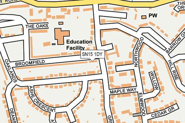 SN15 1DY map - OS OpenMap – Local (Ordnance Survey) SN15 1DY map - OS OpenMap – Local (Ordnance Survey)