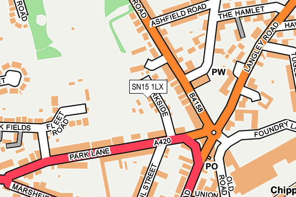 SN15 1LX map - OS OpenMap – Local (Ordnance Survey) SN15 1LX map - OS OpenMap – Local (Ordnance Survey)