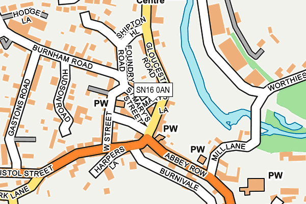 SN16 0AN map - OS OpenMap – Local (Ordnance Survey) SN16 0AN map - OS OpenMap – Local (Ordnance Survey)