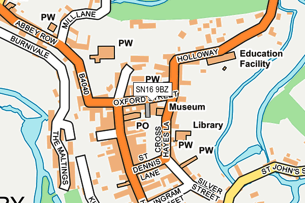 SN16 9BZ map - OS OpenMap – Local (Ordnance Survey) SN16 9BZ map - OS OpenMap – Local (Ordnance Survey)