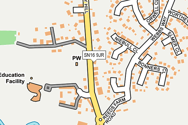 SN16 9JR map - OS OpenMap – Local (Ordnance Survey) SN16 9JR map - OS OpenMap – Local (Ordnance Survey)