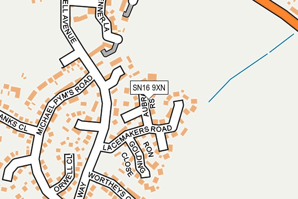 SN16 9XN map - OS OpenMap – Local (Ordnance Survey) SN16 9XN map - OS OpenMap – Local (Ordnance Survey)
