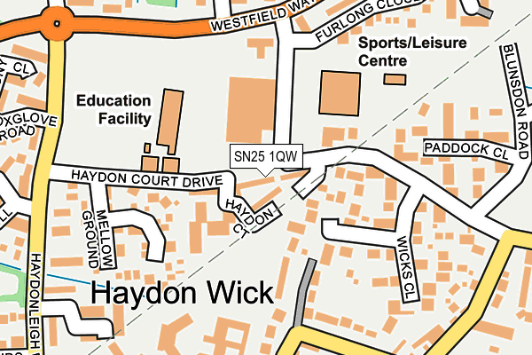 SN25 1QW map - OS OpenMap – Local (Ordnance Survey) SN25 1QW map - OS OpenMap – Local (Ordnance Survey)