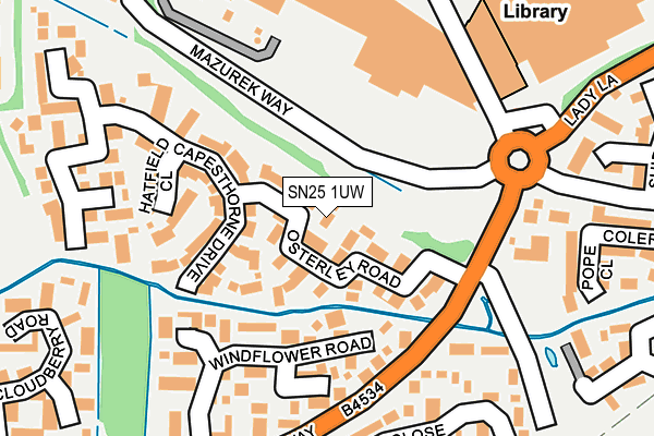 SN25 1UW map - OS OpenMap – Local (Ordnance Survey) SN25 1UW map - OS OpenMap – Local (Ordnance Survey)