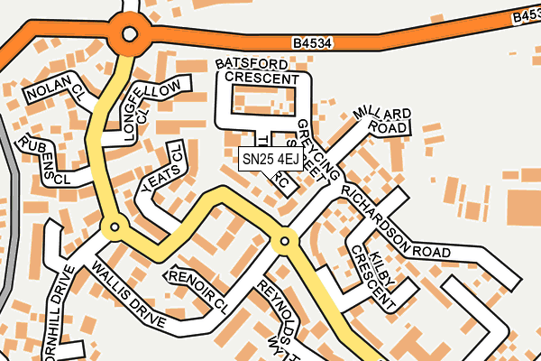 SN25 4EJ map - OS OpenMap – Local (Ordnance Survey) SN25 4EJ map - OS OpenMap – Local (Ordnance Survey)