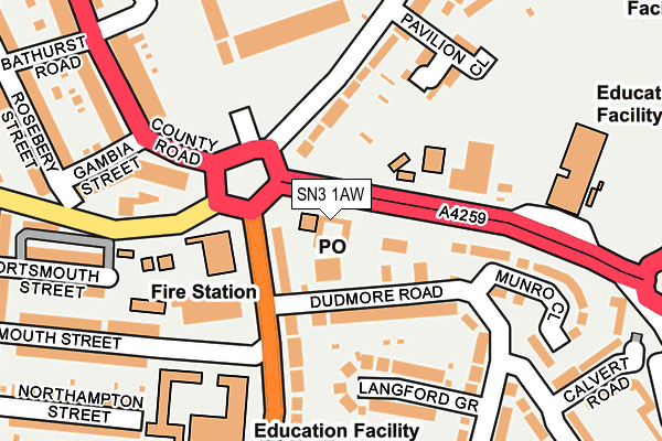 SN3 1AW map - OS OpenMap – Local (Ordnance Survey) SN3 1AW map - OS OpenMap – Local (Ordnance Survey)