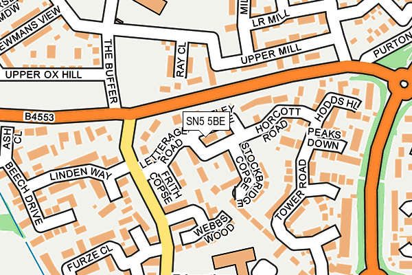 SN5 5BE map - OS OpenMap – Local (Ordnance Survey) SN5 5BE map - OS OpenMap – Local (Ordnance Survey)