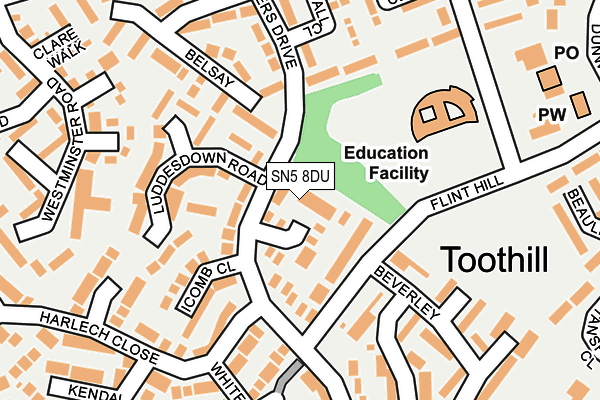 SN5 8DU map - OS OpenMap – Local (Ordnance Survey) SN5 8DU map - OS OpenMap – Local (Ordnance Survey)