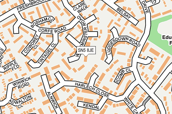 SN5 8JE map - OS OpenMap – Local (Ordnance Survey) SN5 8JE map - OS OpenMap – Local (Ordnance Survey)