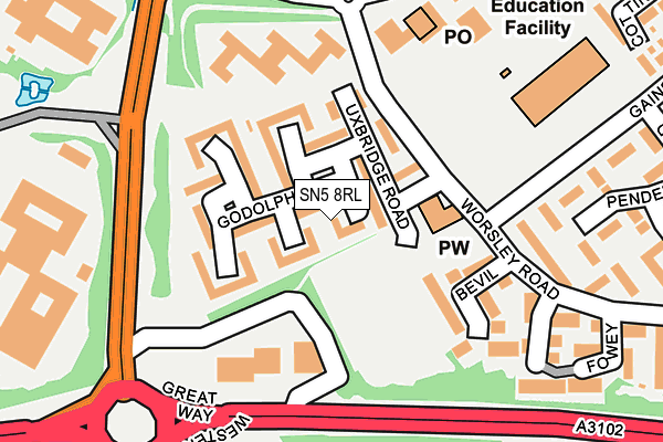 SN5 8RL map - OS OpenMap – Local (Ordnance Survey) SN5 8RL map - OS OpenMap – Local (Ordnance Survey)