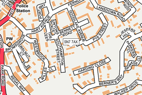 SN7 7AX map - OS OpenMap – Local (Ordnance Survey) SN7 7AX map - OS OpenMap – Local (Ordnance Survey)