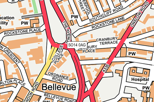 SO14 0AG map - OS OpenMap – Local (Ordnance Survey) SO14 0AG map - OS OpenMap – Local (Ordnance Survey)