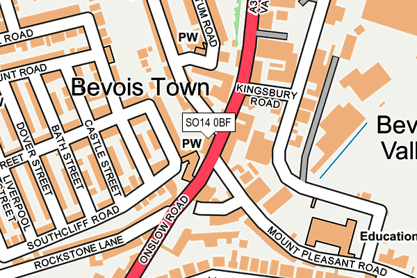 SO14 0BF map - OS OpenMap – Local (Ordnance Survey) SO14 0BF map - OS OpenMap – Local (Ordnance Survey)