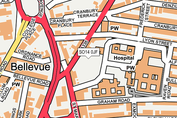 SO14 0JF map - OS OpenMap – Local (Ordnance Survey) SO14 0JF map - OS OpenMap – Local (Ordnance Survey)