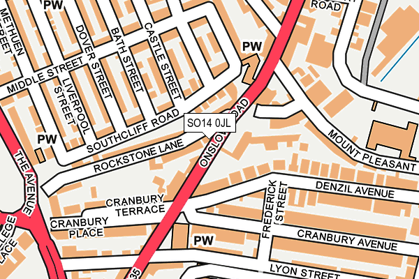SO14 0JL map - OS OpenMap – Local (Ordnance Survey)