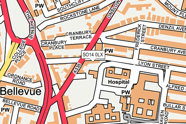 SO14 0LX map - OS OpenMap – Local (Ordnance Survey) SO14 0LX map - OS OpenMap – Local (Ordnance Survey)