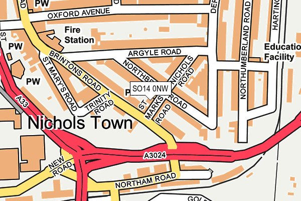 SO14 0NW map - OS OpenMap – Local (Ordnance Survey) SO14 0NW map - OS OpenMap – Local (Ordnance Survey)