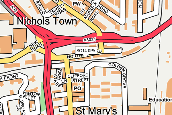 SO14 0PA map - OS OpenMap – Local (Ordnance Survey) SO14 0PA map - OS OpenMap – Local (Ordnance Survey)
