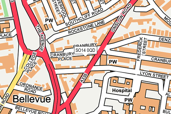 SO14 0QD map - OS OpenMap – Local (Ordnance Survey) SO14 0QD map - OS OpenMap – Local (Ordnance Survey)