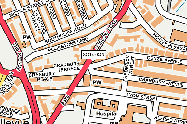 SO14 0QN map - OS OpenMap – Local (Ordnance Survey) SO14 0QN map - OS OpenMap – Local (Ordnance Survey)