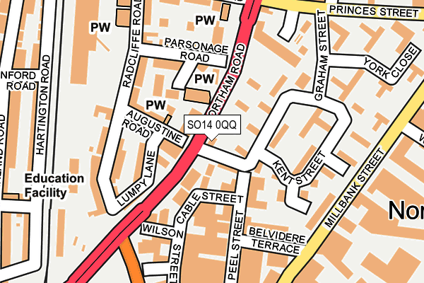 SO14 0QQ map - OS OpenMap – Local (Ordnance Survey) SO14 0QQ map - OS OpenMap – Local (Ordnance Survey)
