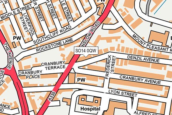 SO14 0QW map - OS OpenMap – Local (Ordnance Survey) SO14 0QW map - OS OpenMap – Local (Ordnance Survey)