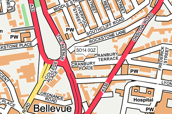 SO14 0QZ map - OS OpenMap – Local (Ordnance Survey)