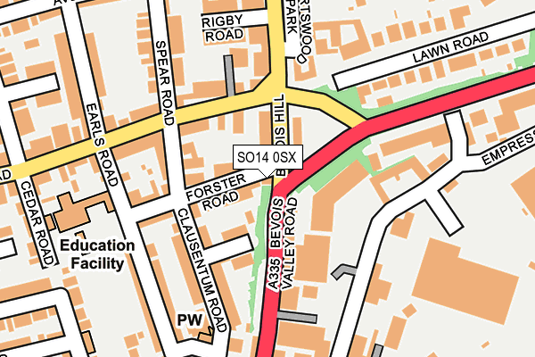 SO14 0SX map - OS OpenMap – Local (Ordnance Survey) SO14 0SX map - OS OpenMap – Local (Ordnance Survey)