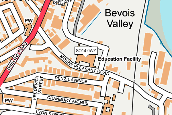 SO14 0WZ map - OS OpenMap – Local (Ordnance Survey) SO14 0WZ map - OS OpenMap – Local (Ordnance Survey)