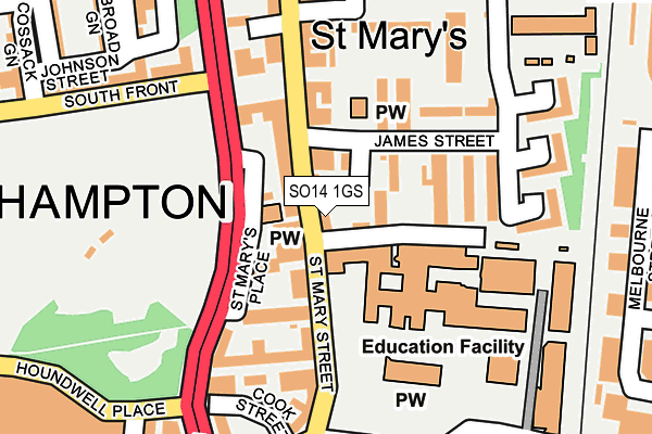 SO14 1GS map - OS OpenMap – Local (Ordnance Survey) SO14 1GS map - OS OpenMap – Local (Ordnance Survey)
