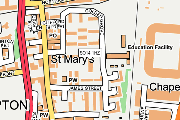 SO14 1HZ map - OS OpenMap – Local (Ordnance Survey) SO14 1HZ map - OS OpenMap – Local (Ordnance Survey)