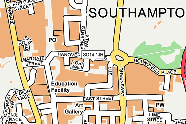 SO14 1JH map - OS OpenMap – Local (Ordnance Survey) SO14 1JH map - OS OpenMap – Local (Ordnance Survey)