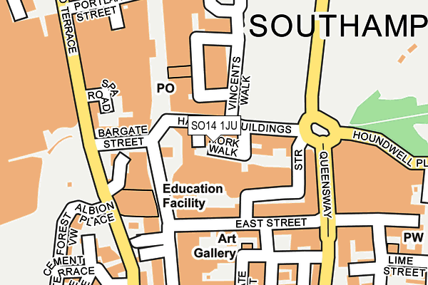SO14 1JU map - OS OpenMap – Local (Ordnance Survey) SO14 1JU map - OS OpenMap – Local (Ordnance Survey)