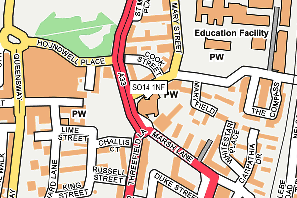 SO14 1NF map - OS OpenMap – Local (Ordnance Survey) SO14 1NF map - OS OpenMap – Local (Ordnance Survey)