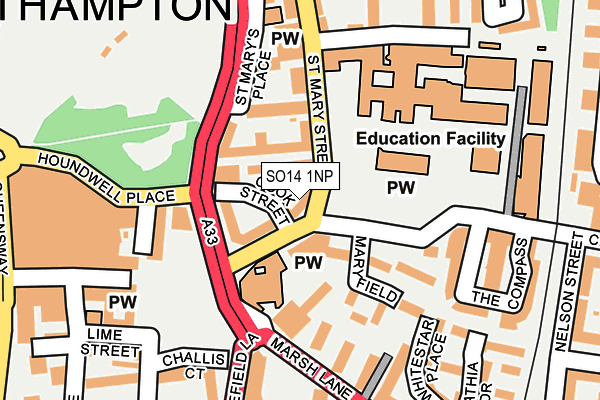 SO14 1NP map - OS OpenMap – Local (Ordnance Survey) SO14 1NP map - OS OpenMap – Local (Ordnance Survey)