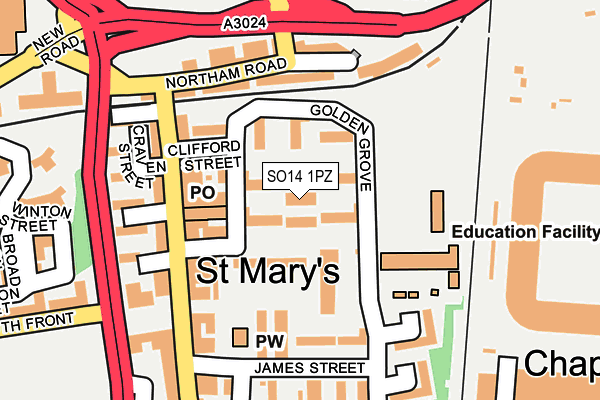 SO14 1PZ map - OS OpenMap – Local (Ordnance Survey) SO14 1PZ map - OS OpenMap – Local (Ordnance Survey)