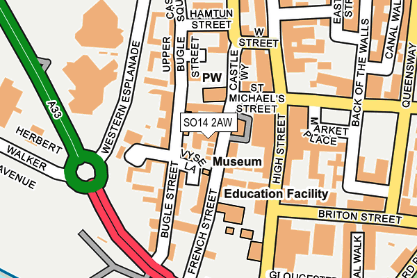 SO14 2AW map - OS OpenMap – Local (Ordnance Survey) SO14 2AW map - OS OpenMap – Local (Ordnance Survey)