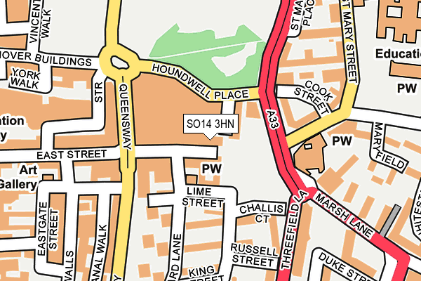 SO14 3HN map - OS OpenMap – Local (Ordnance Survey) SO14 3HN map - OS OpenMap – Local (Ordnance Survey)
