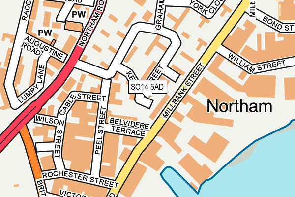 SO14 5AD map - OS OpenMap – Local (Ordnance Survey) SO14 5AD map - OS OpenMap – Local (Ordnance Survey)