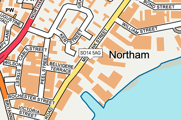 SO14 5AG map - OS OpenMap – Local (Ordnance Survey) SO14 5AG map - OS OpenMap – Local (Ordnance Survey)