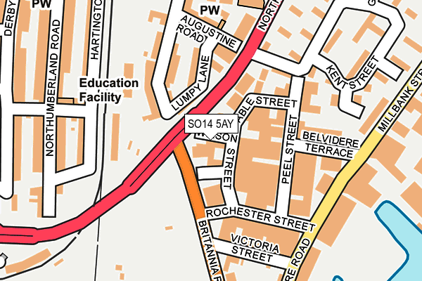 SO14 5AY map - OS OpenMap – Local (Ordnance Survey) SO14 5AY map - OS OpenMap – Local (Ordnance Survey)
