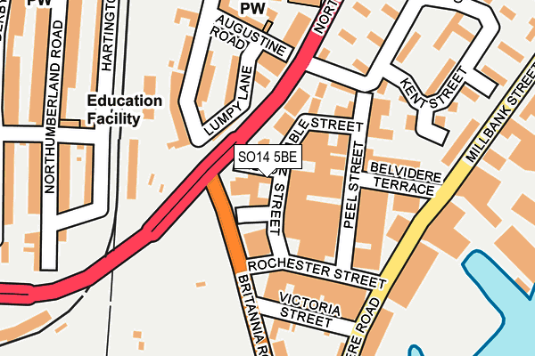 SO14 5BE map - OS OpenMap – Local (Ordnance Survey) SO14 5BE map - OS OpenMap – Local (Ordnance Survey)