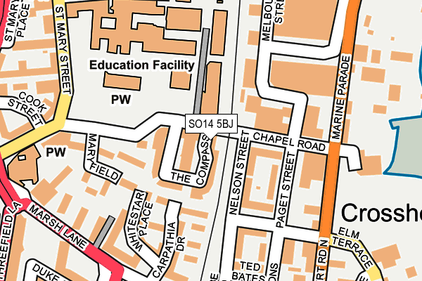 SO14 5BJ map - OS OpenMap – Local (Ordnance Survey) SO14 5BJ map - OS OpenMap – Local (Ordnance Survey)
