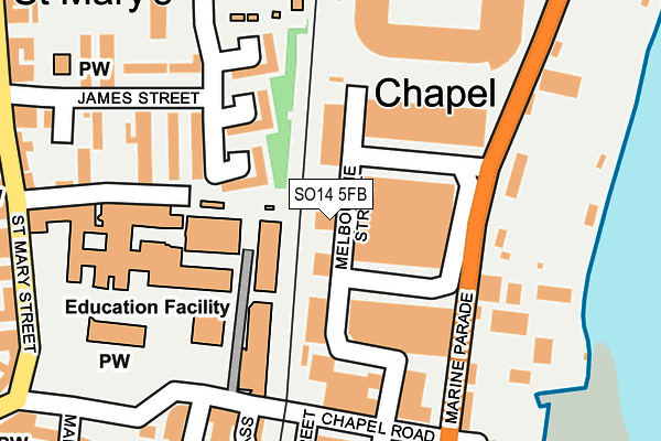 SO14 5FB map - OS OpenMap – Local (Ordnance Survey) SO14 5FB map - OS OpenMap – Local (Ordnance Survey)