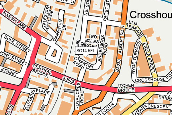 SO14 5FL map - OS OpenMap – Local (Ordnance Survey)