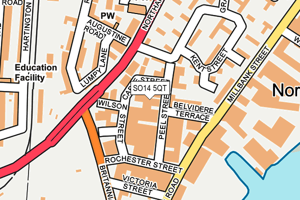 SO14 5QT map - OS OpenMap – Local (Ordnance Survey) SO14 5QT map - OS OpenMap – Local (Ordnance Survey)