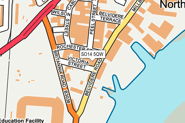 SO14 5QW map - OS OpenMap – Local (Ordnance Survey) SO14 5QW map - OS OpenMap – Local (Ordnance Survey)
