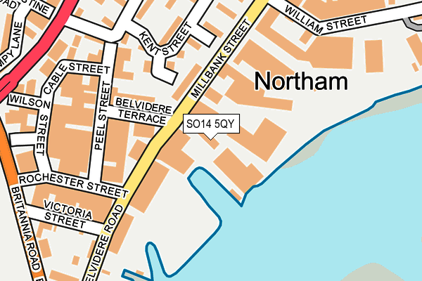 SO14 5QY map - OS OpenMap – Local (Ordnance Survey) SO14 5QY map - OS OpenMap – Local (Ordnance Survey)