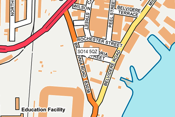 SO14 5QZ map - OS OpenMap – Local (Ordnance Survey) SO14 5QZ map - OS OpenMap – Local (Ordnance Survey)
